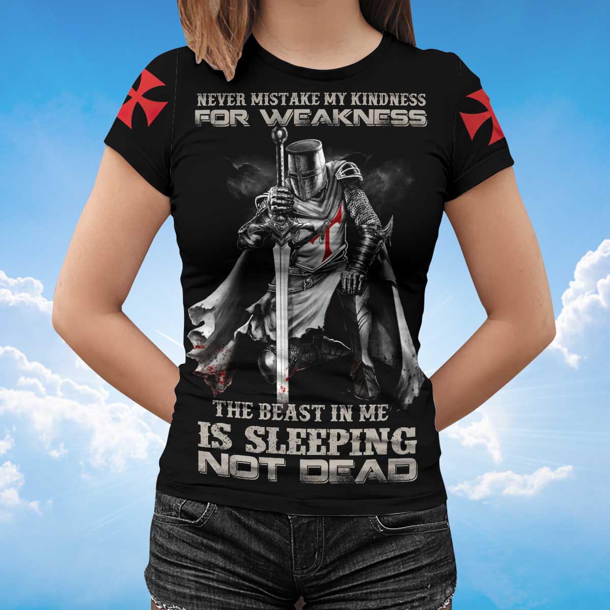 3D All Over Print Black Knights Templar Shirt The Beast In Me Is Sleeping Not Dead T Shirt