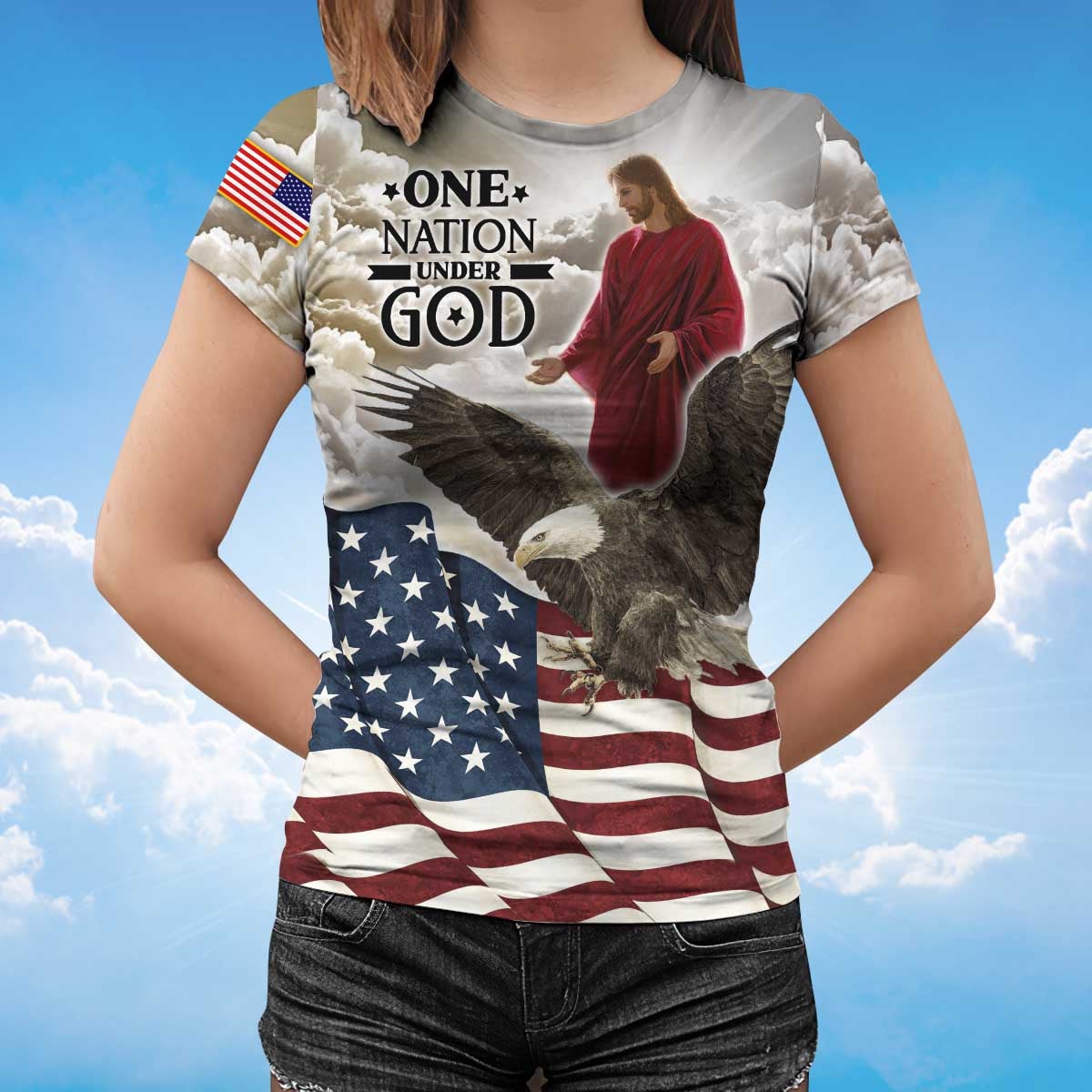 One Nation Under God Shirt Eagle America Flag T Shirt Gift For Independence Day