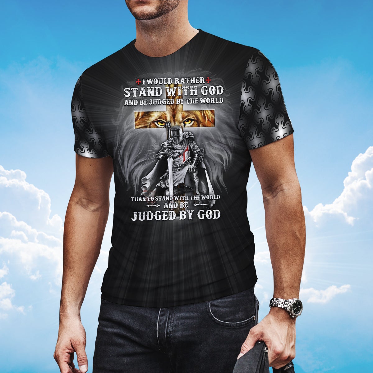 3D All Over Print Knight Templar T Shirt I Would Rather Stand With God Coolspod