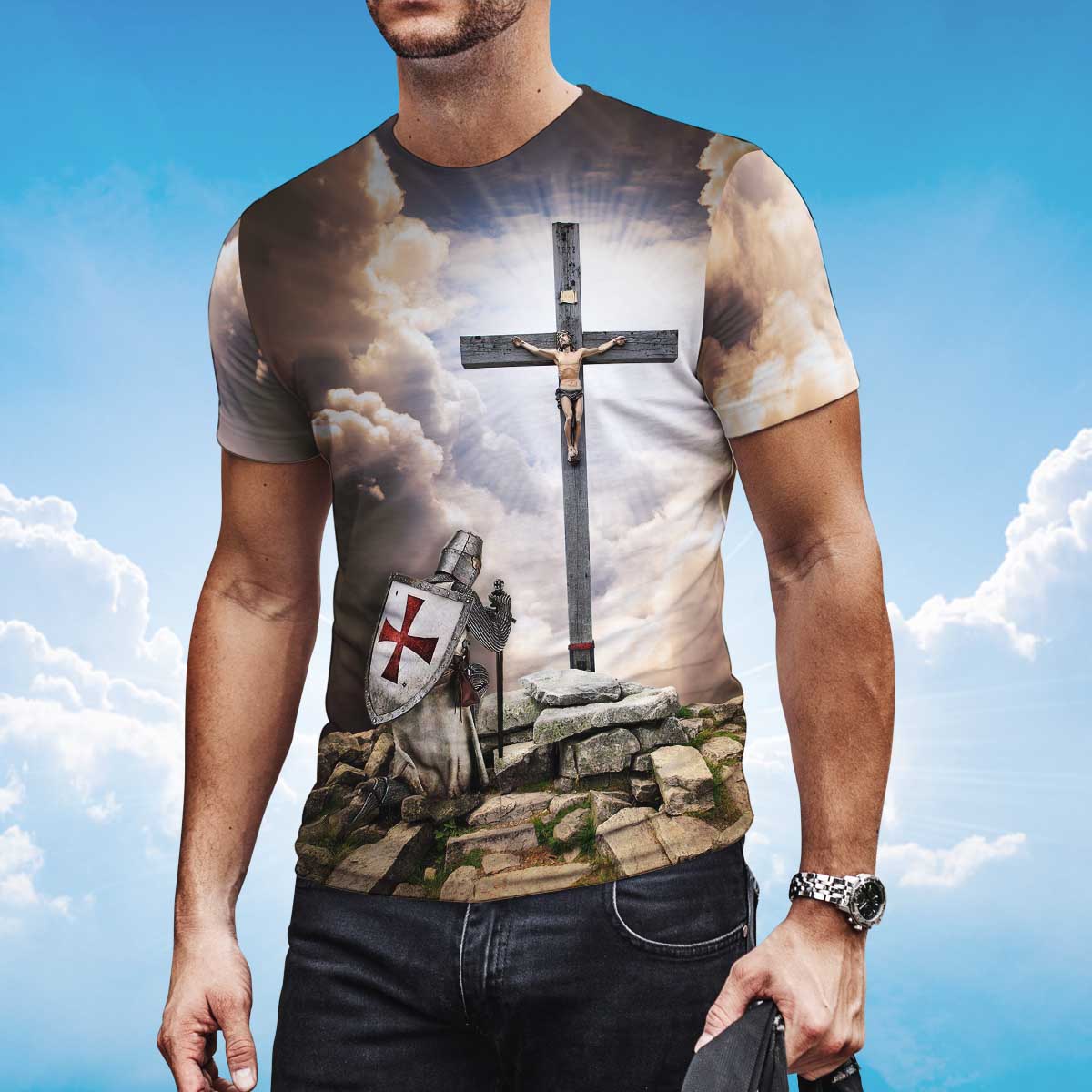 Knight Templar Kneel Before Jesus T Shirt Templar Lover Shirts Men Women