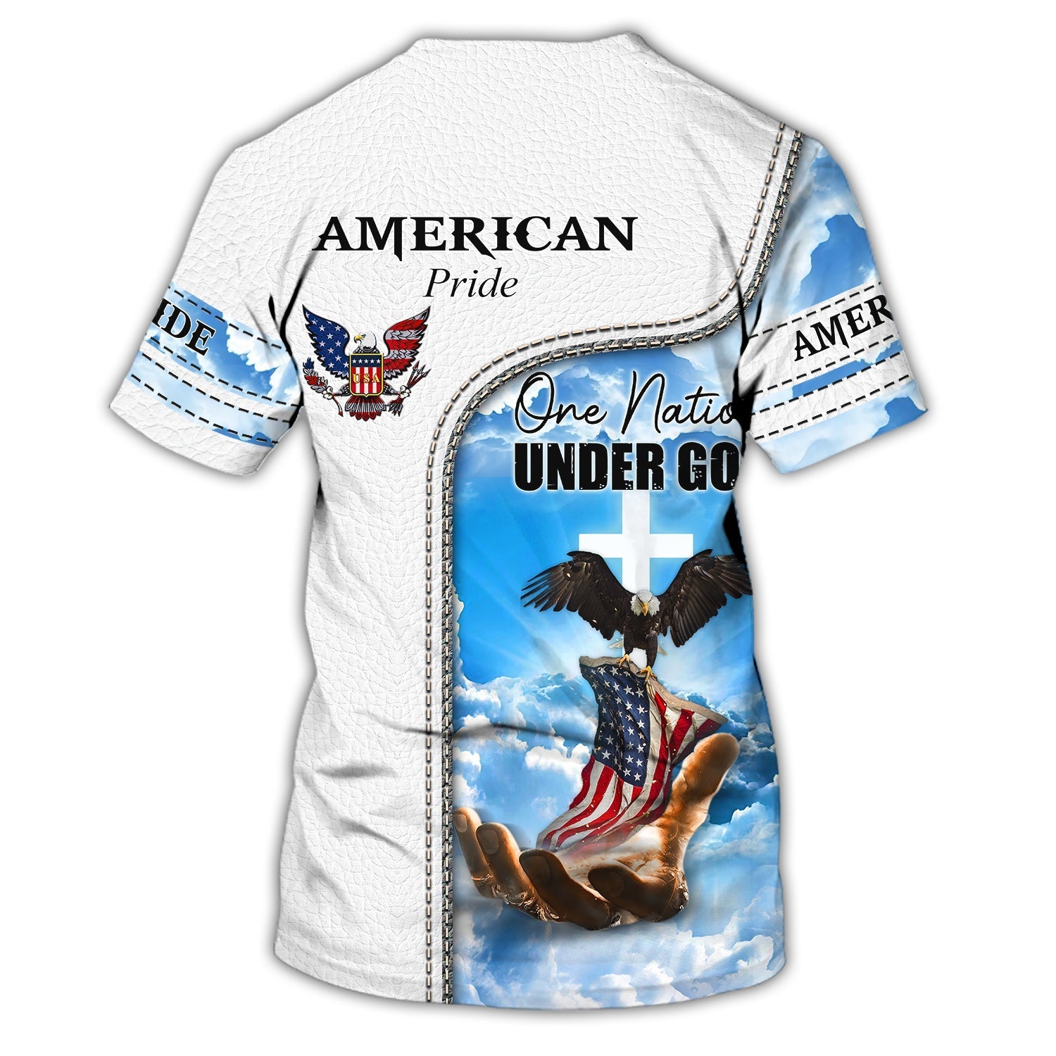 Personalized Pride American 3D Tee Shirt/ One Nation Under God Sublimation Shirt For 4Th Of July Gift