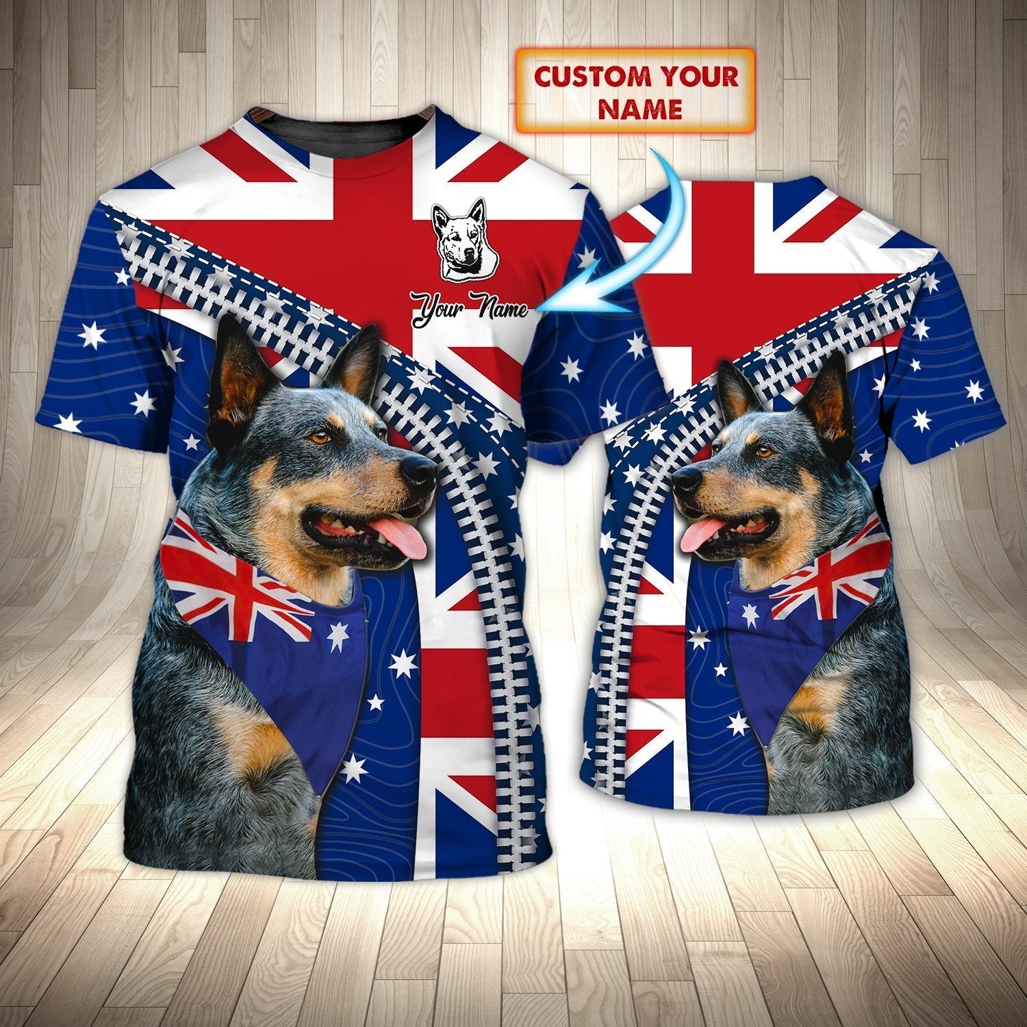 Personalized Name 3D Tshirt Australian Heeler