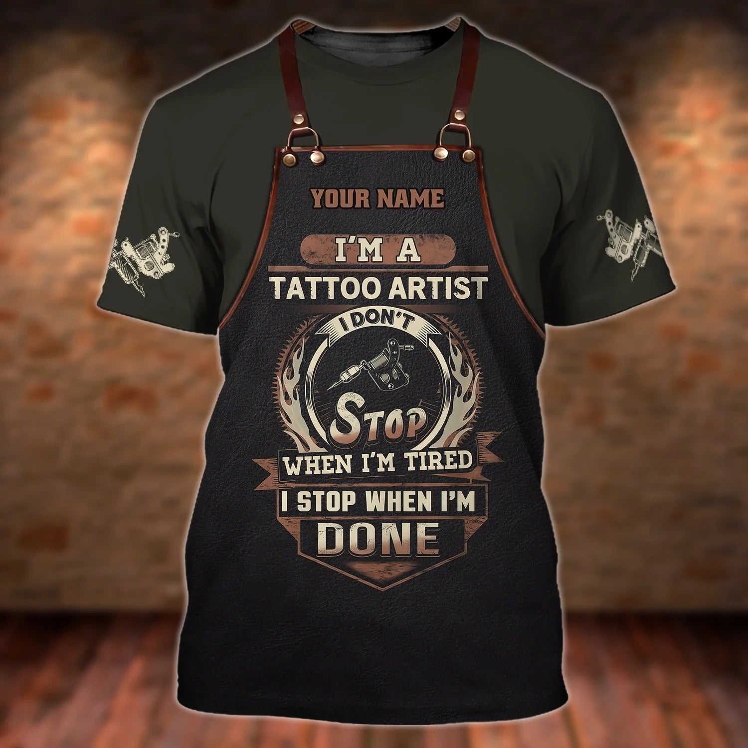Personalized 3D All Over Print Tattoo Men Shirt/ Tattoo Artist Shop Uniform/ Don''t Stop When I''m Tired/ Gift For Tattoo