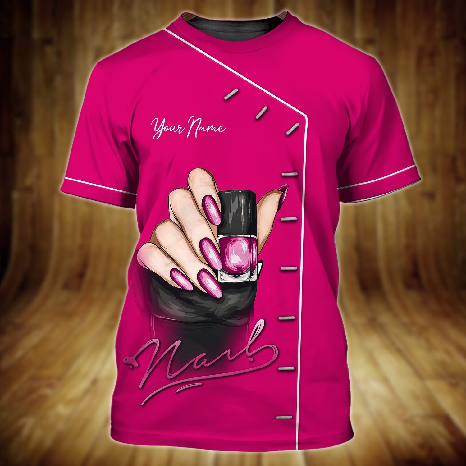 Personalized Pink 3D T Shirt For Nail Technician/ Women Nail Shirts Full Printed/ Gift For Nail Woman