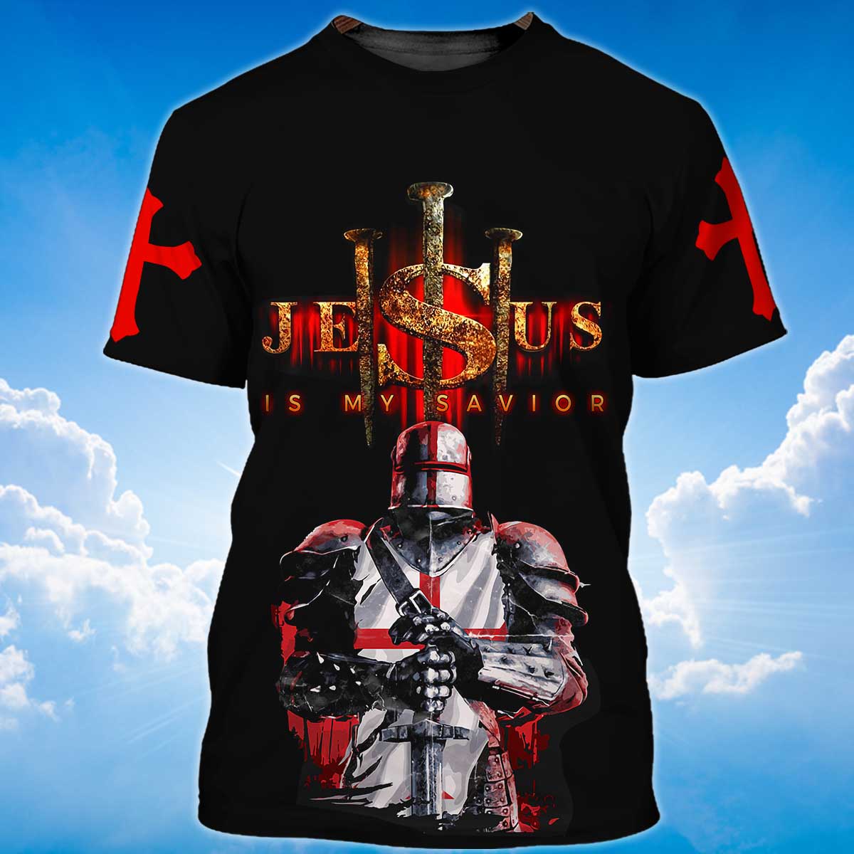 Knights Templar Tshirt Jesus My Savior Red Light 3D All Over Print Shirt