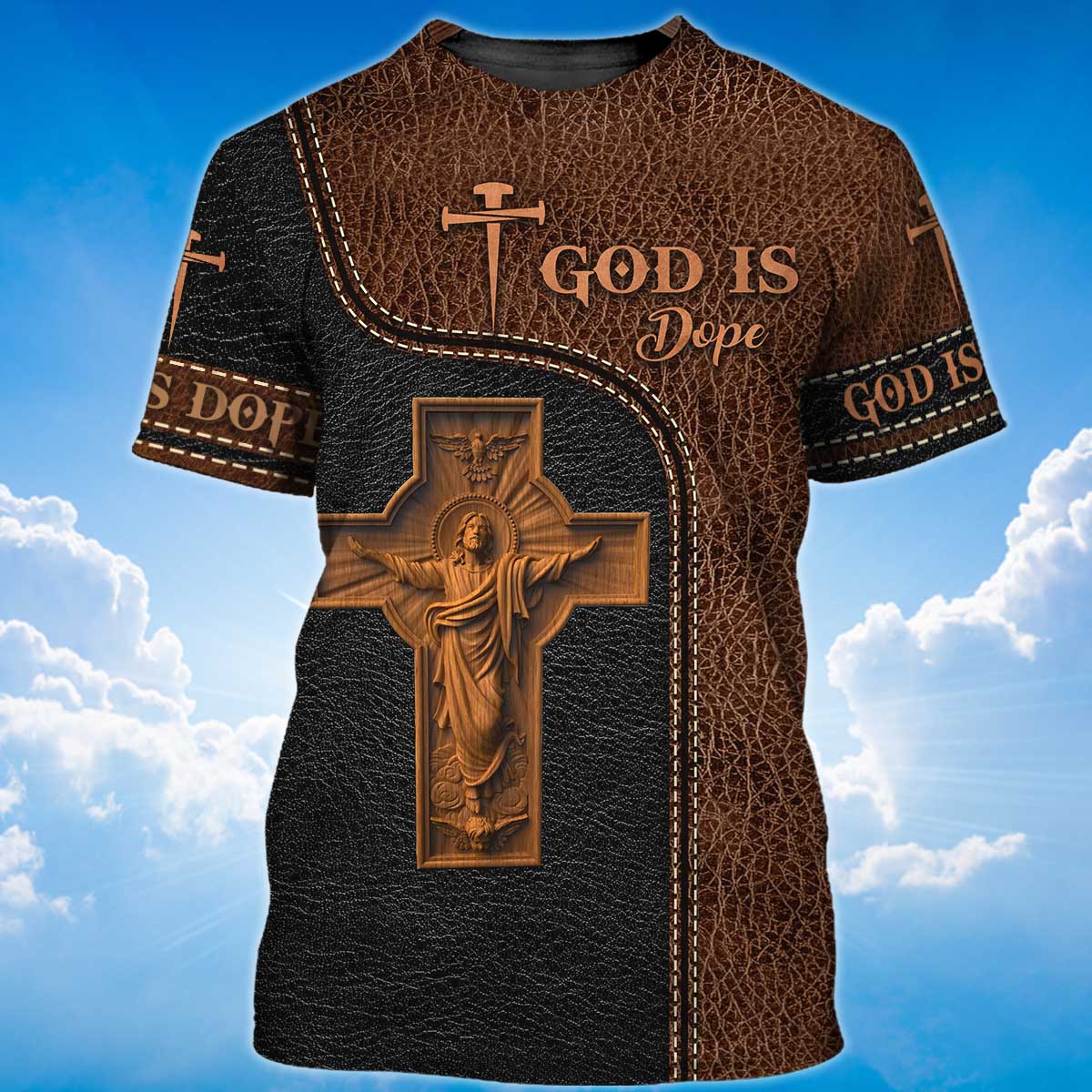 God Is Dope T Shirt God Jesus 3D Shirt Men Women Leather Pattern
