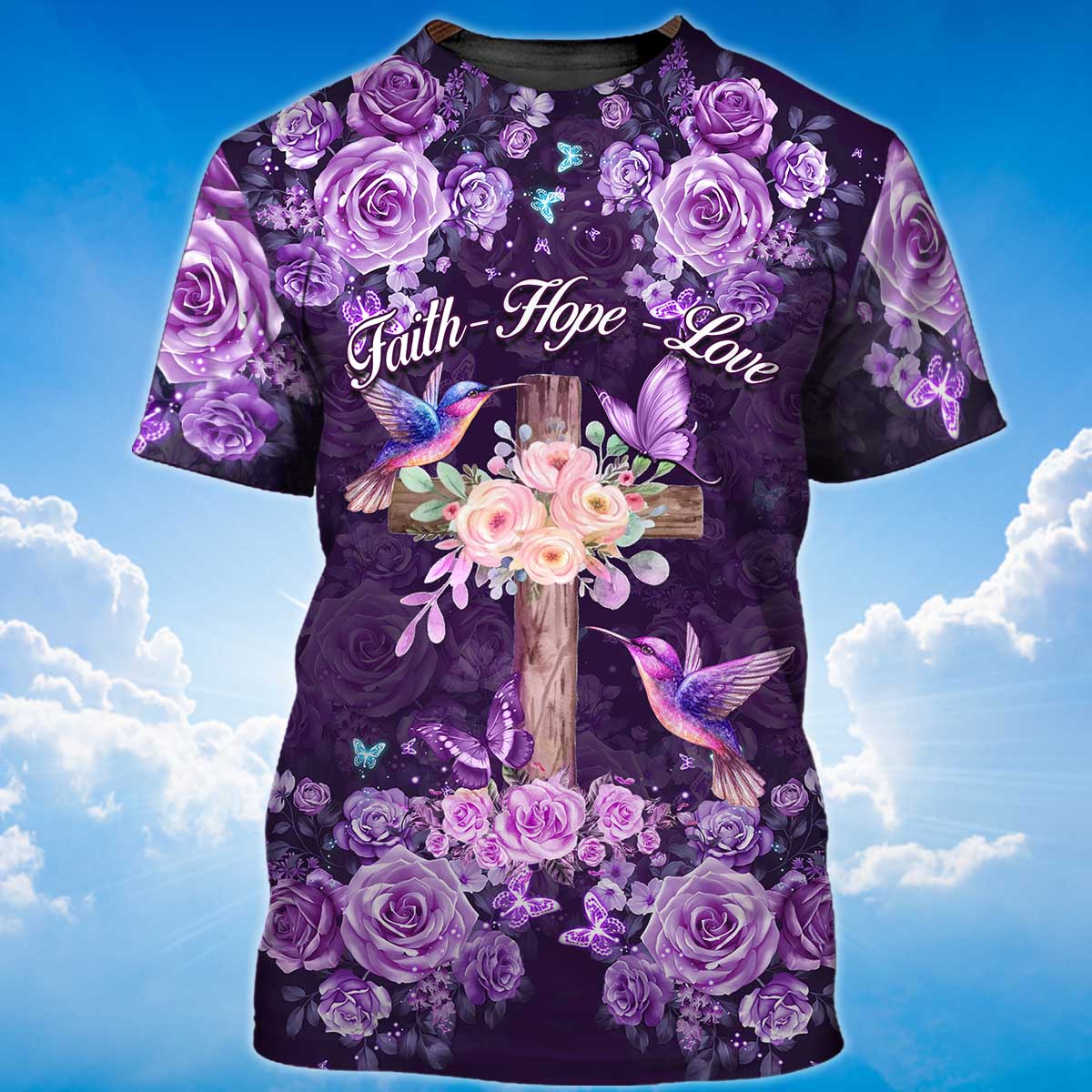 Faith Hope Love T Shirt God Jesus 3D Purple Shirt