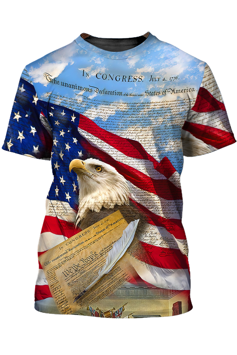 3D Sublimation Eagle American On T Shirt Eagle Lover Patriotic Independence Day Shirt