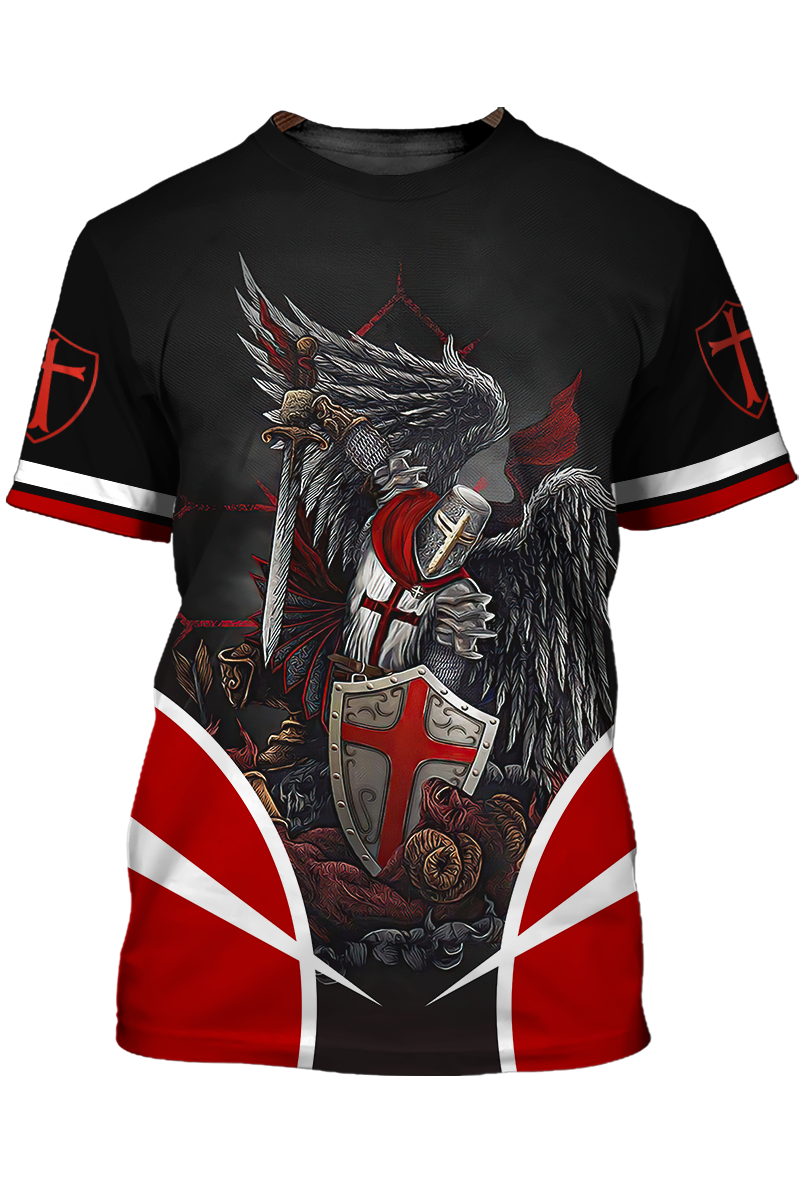 Knight Templar Fighting 3D Shirt Religious Tshirt Coolspod