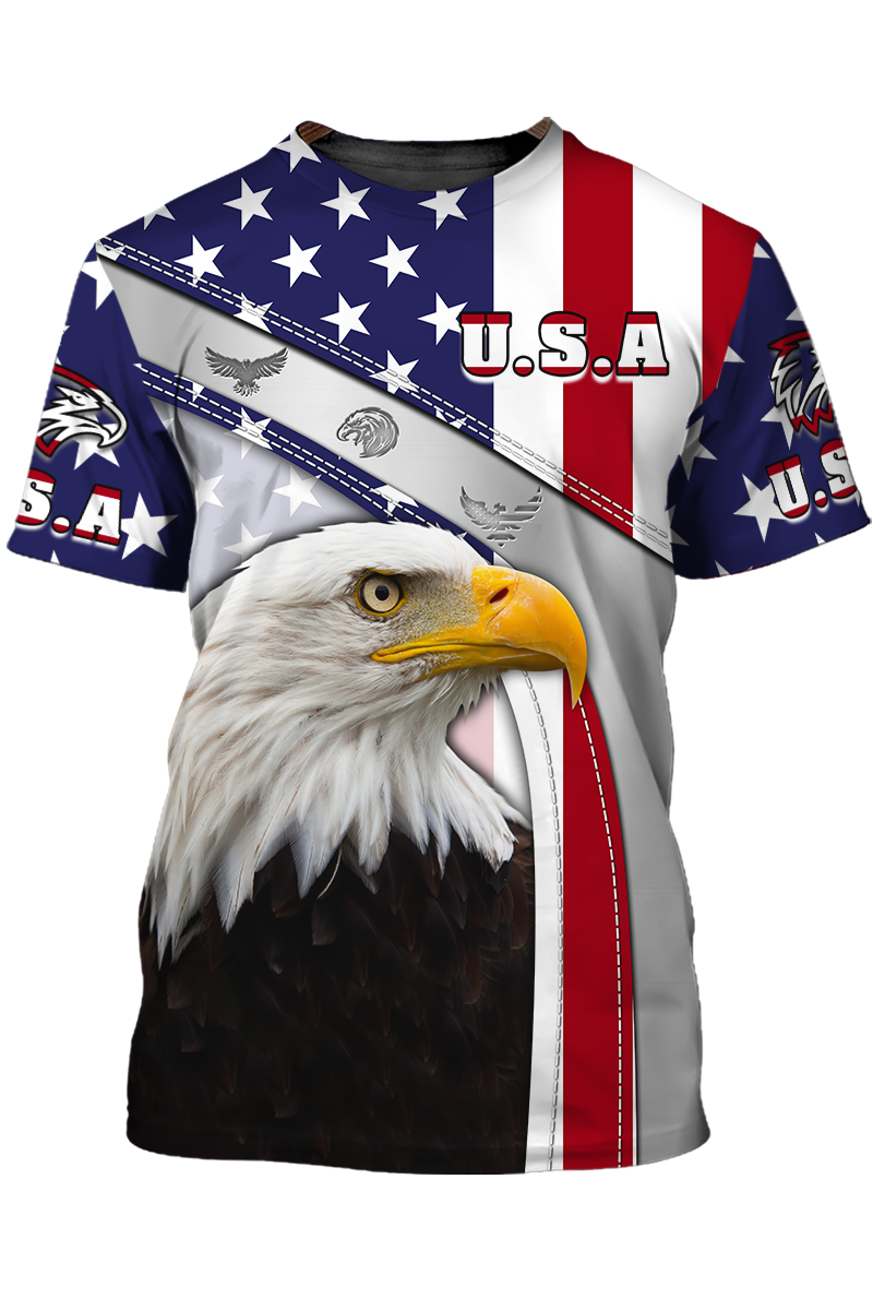 Eagle American Flag Pattern T Shirt Eagle Lover Patriotic 3D Shirt