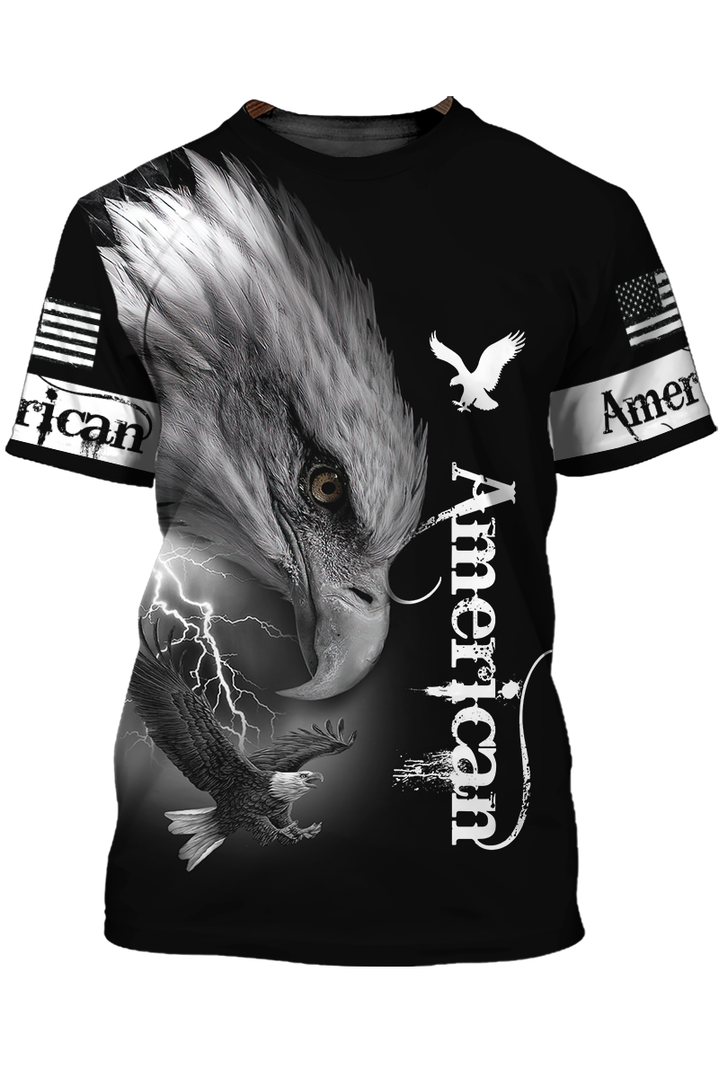 Lightning American Eagle Black T Shirt Eagle Lover Shirt Men Women