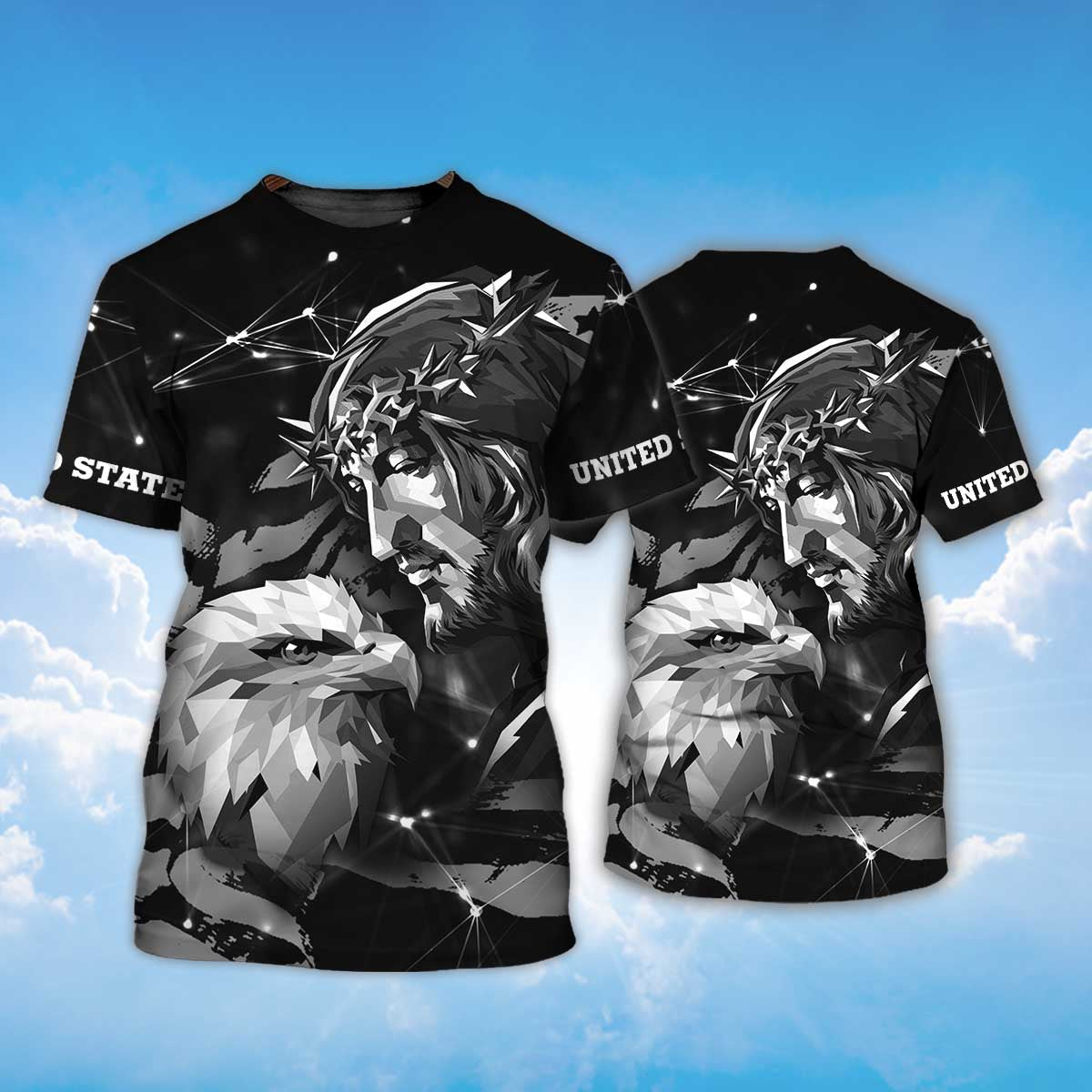 Eagle And God T Shirt/ Eagle Lover Black Shirt 3D For Adults