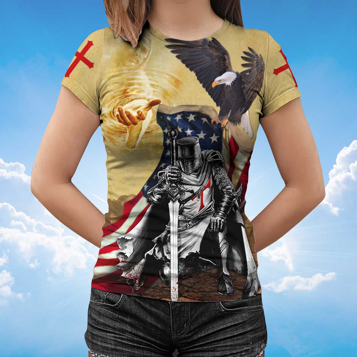 Religious Tshirt Knight Templar Tshirt American Flag Eagle Shirts