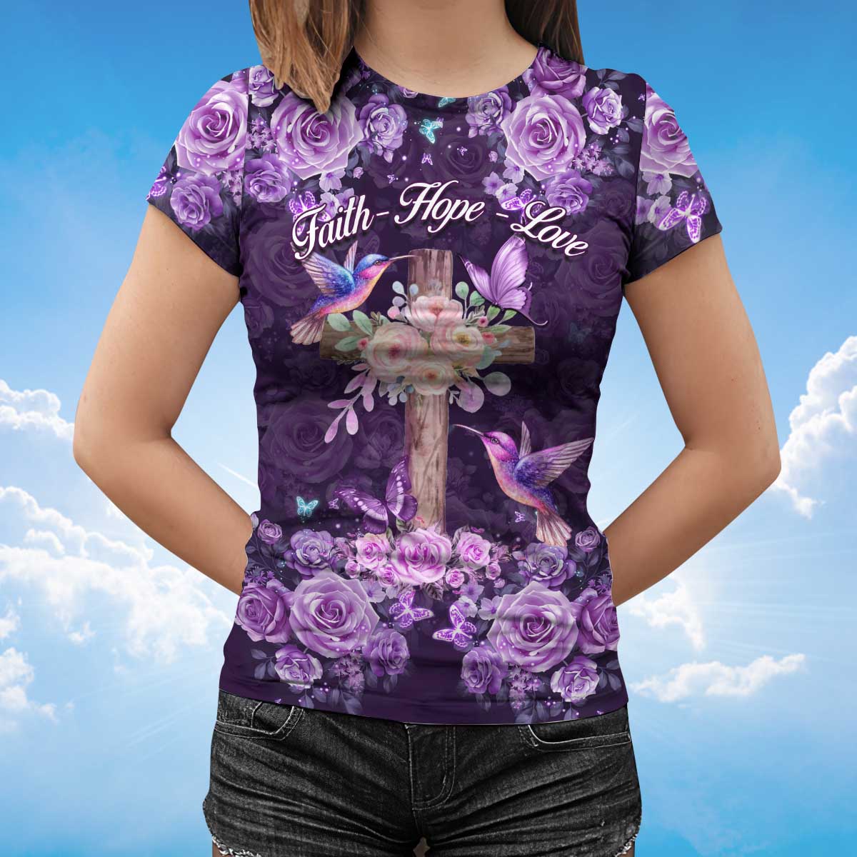 Faith Hope Love T Shirt God Jesus 3D Purple Shirt
