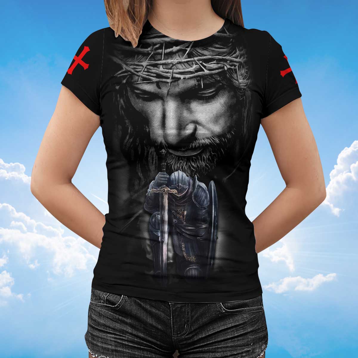Faith Over Fear Black Tshirt Knight Jesus Tshirt Men Women