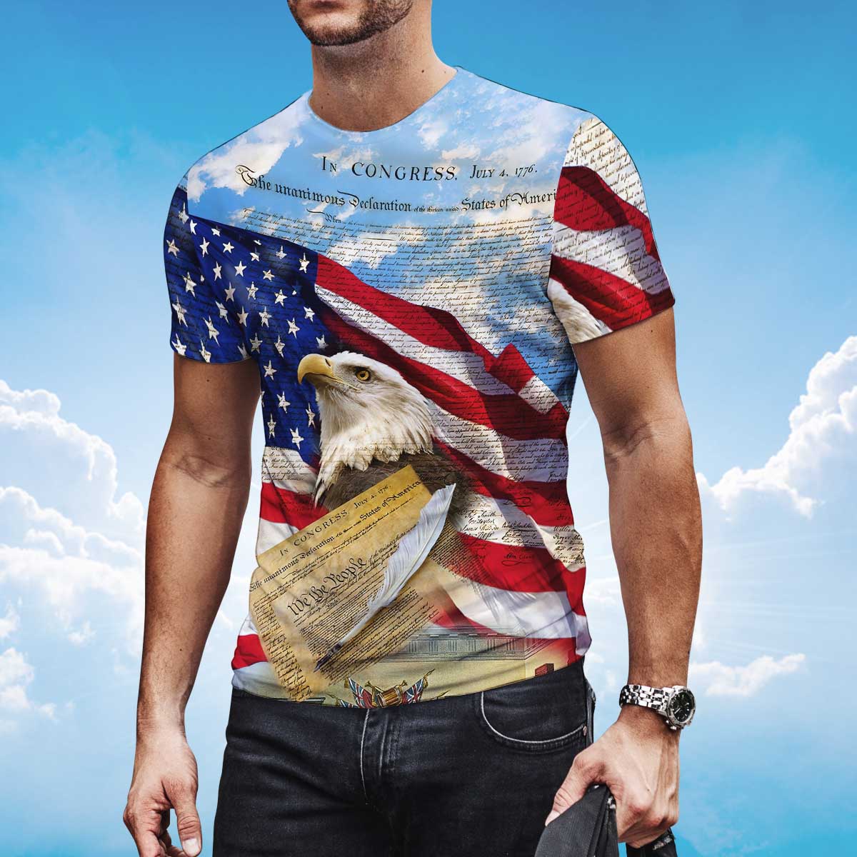 3D Sublimation Eagle American On T Shirt Eagle Lover Patriotic Independence Day Shirt