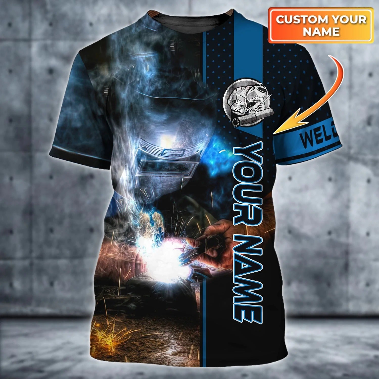 Personalized Welder Blue Graphic Design 3D Printed Shirts/ Welder Tshirt/ Gift For Welder Man