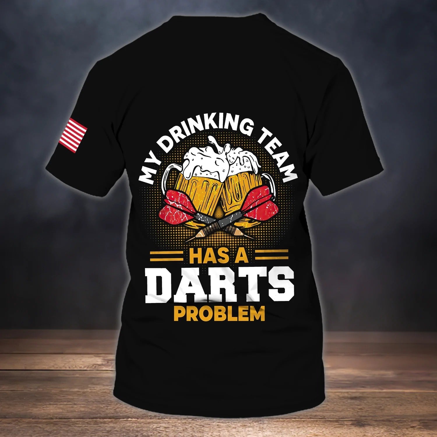Customized 3D Drinking Beer Team Dart Shirt/ Dart T shirt/ Gift For Dart Lover American Flag Pattern