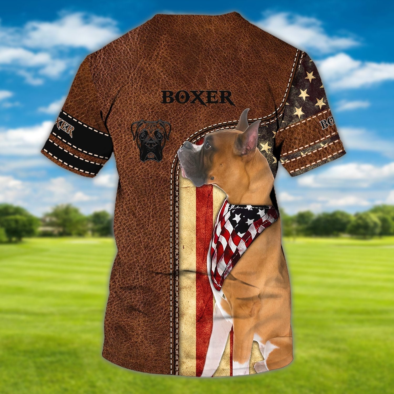 Custom 3D Boxer on T Shirt American Flag Pattern