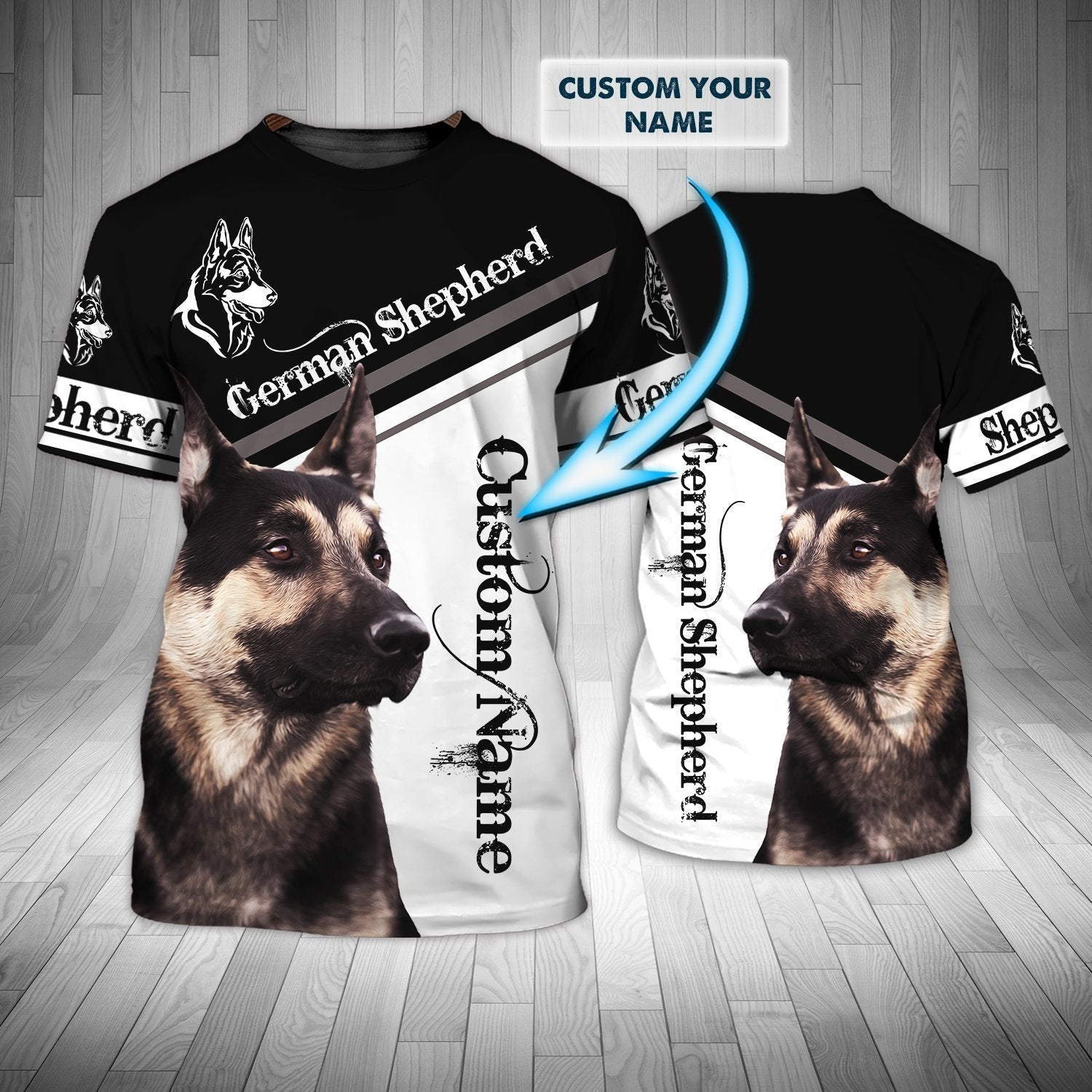Personalized Name 3D Tshirt Printed A Dog Black German Shepherd Shirts