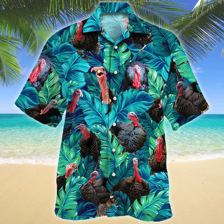 Turkey In Tropical Forest Lovers Gift Hawaiian Shirt/ Short Sleeve Hawaiian Aloha Shirt