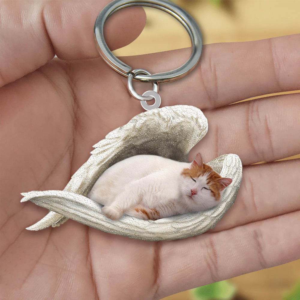 Turkish Van Cat Sleeping Angel Acrylic Keychain Cat Sleeping keychain