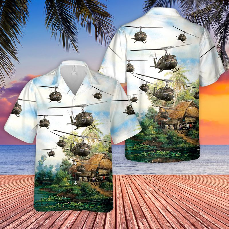 US Army Bell UH-1 Huey Hawaiian Shirt/ Short Sleeve Hawaiian shirt for men