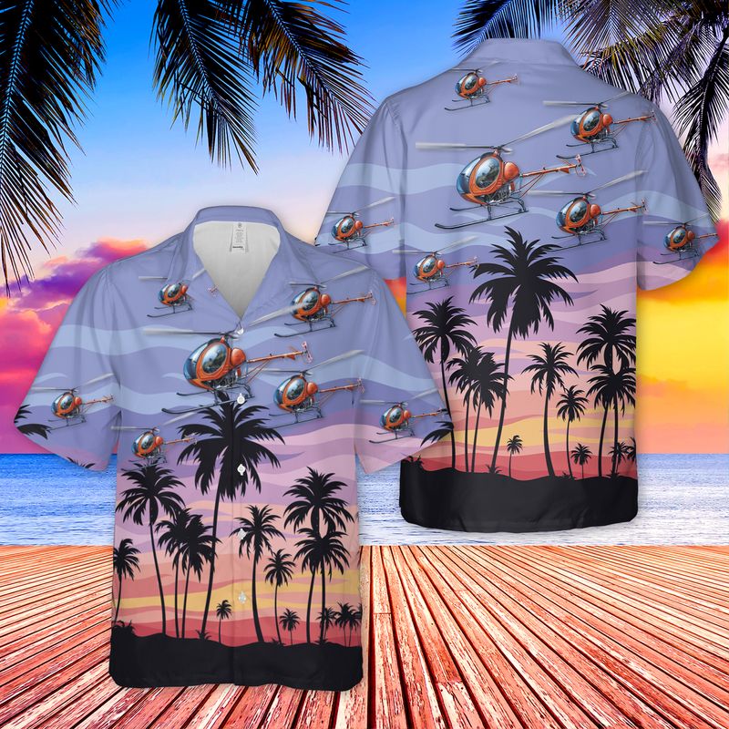 US Army Hughes TH-55A Osage Hawaiian Shirt/ Short Sleeve Hawaiian shirt for men