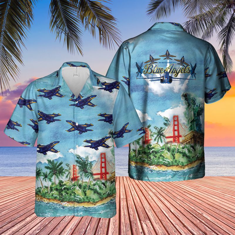 US Navy Blue Angels Hawaiian Shirt/ Short Sleeve Hawaiian shirt for men