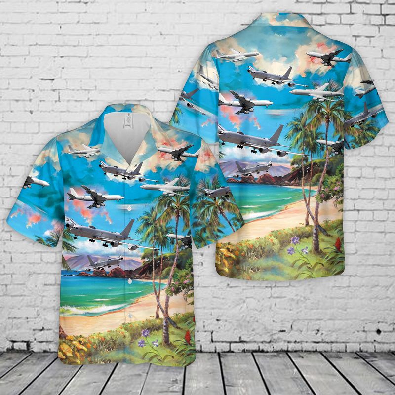 US Navy Boeing E-6 Mercury Hawaiian Shirt/ Short Sleeve Hawaiian shirt for men