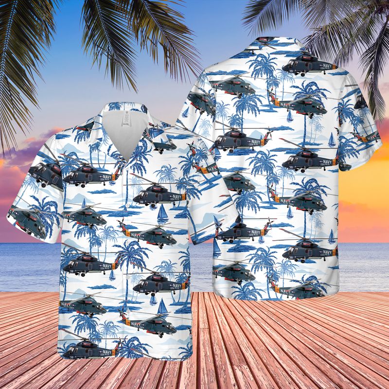 US Navy Kaman SH-2 Seasprite Hawaiian Shirt/ Short Sleeve Hawaiian shirt for men