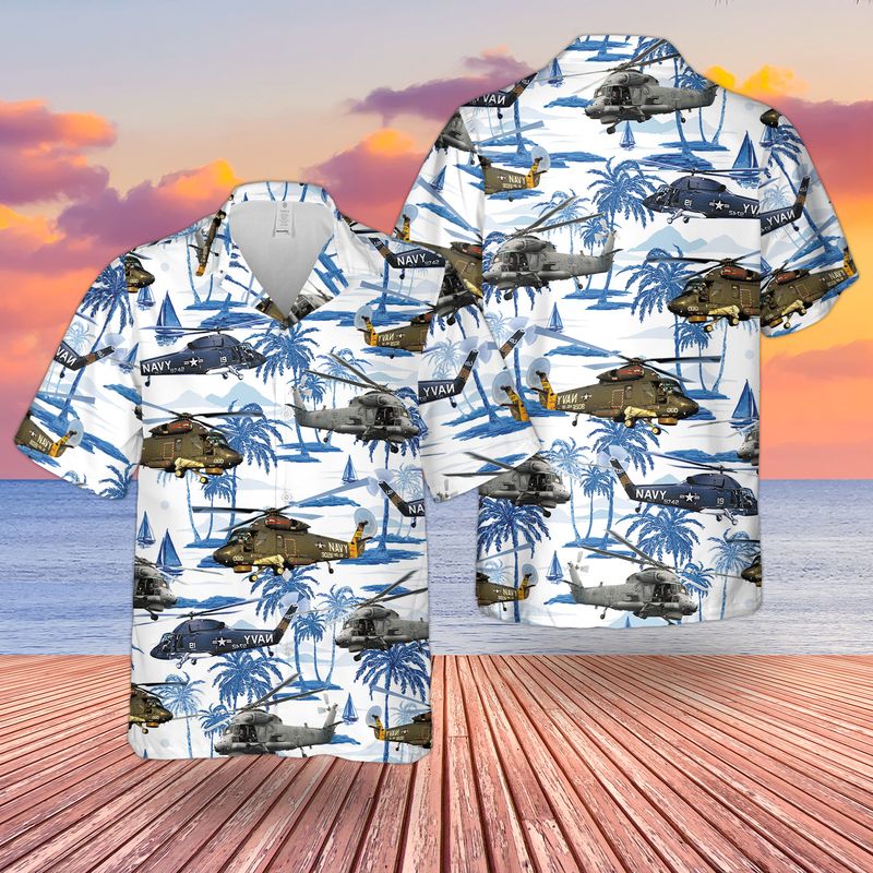 US Navy Kaman SH-2 Seasprite Hawaiian Shirt new/ Short Sleeve Hawaiian shirt for men