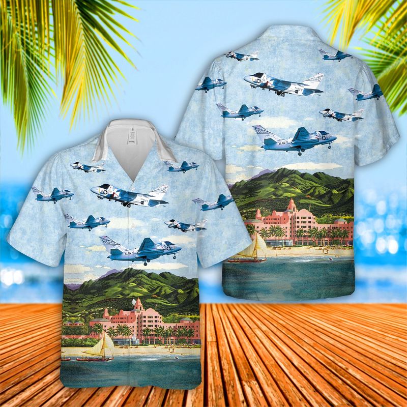 US Navy Lockheed US-3A Viking COD VRC-50 Hawaiian Shirt/ Short Sleeve Hawaiian shirt for men