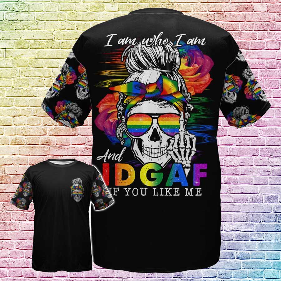Skull Lesbian Shirt For Pride Month/ I Am Who I Am And Idgarf if You Like Me/ Gay Pride Shirt