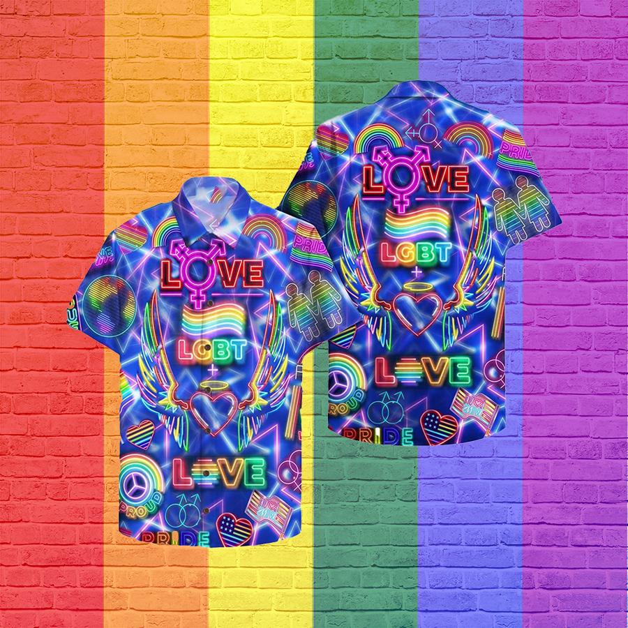 Love Wins Pride Month Hawaiian Hawaii Shirt/ Soft Hawaii Shirt/ 3D Hawaiian Aloha Shirt For Ally/ Lesbian Gaymer