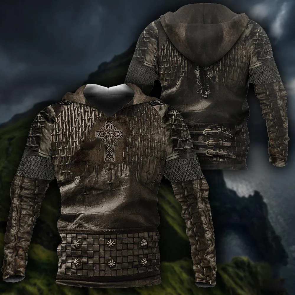 Heart Celtic Cross Irish Armor Knight Warrior Chainmail Shirts For Men and Women/ St Patrick''s Day Hoodie