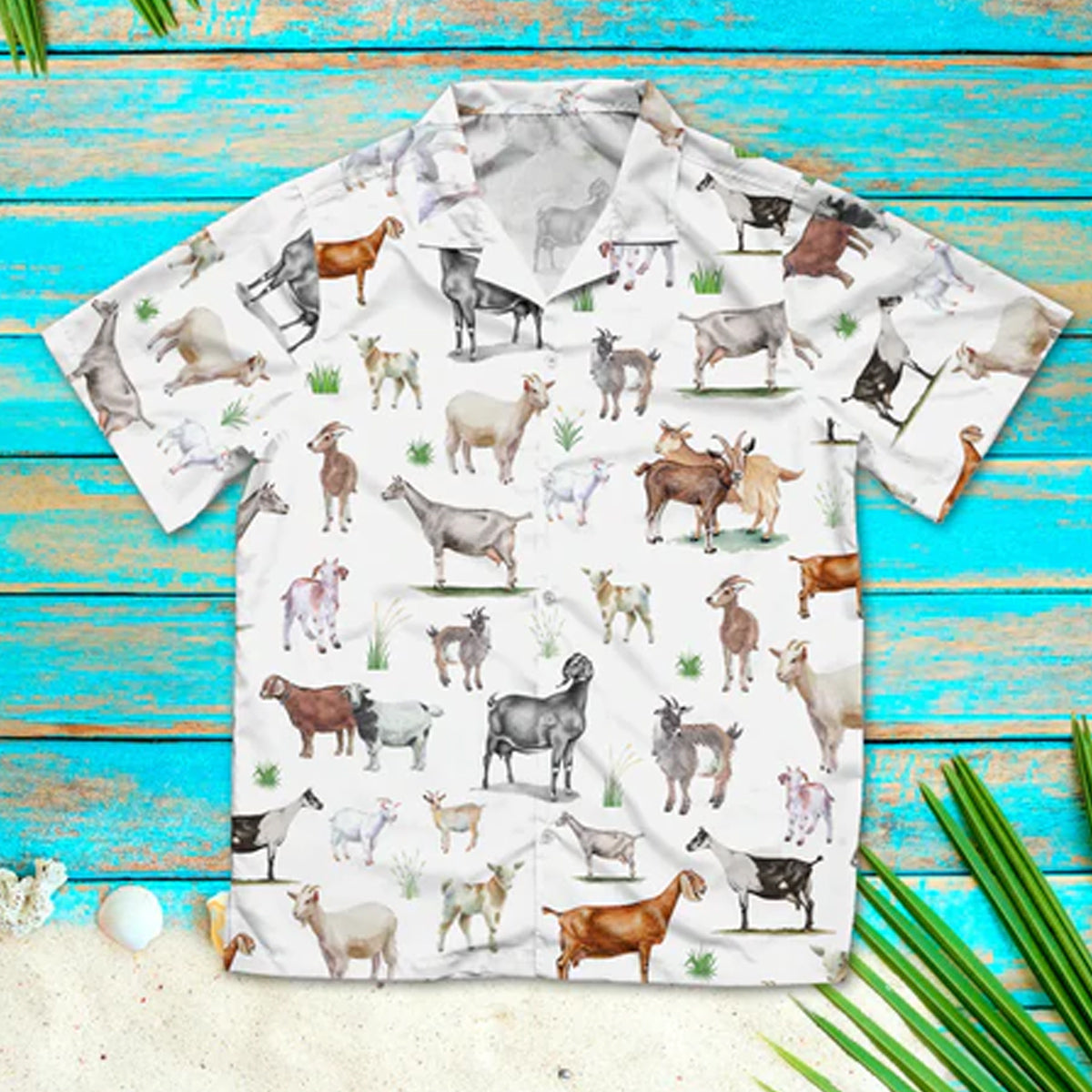 Goat painting pattern Hawaiian Shirt/ Summer Hawaiian Shirts for Men and Women Aloha Beach Shirt