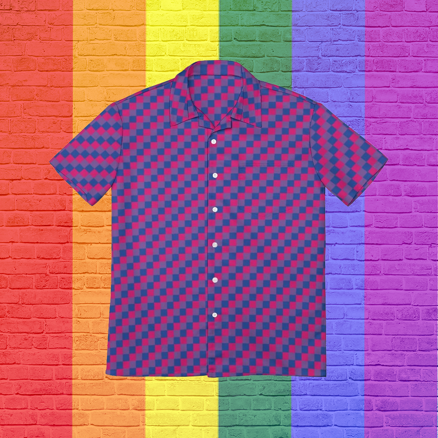 Bisexual Flag Pixels Lgbt Pride Gaymer Hawaiian Vintage Shirt Mens Button Down Plus Size Tropical Hawaii Beach Shirts