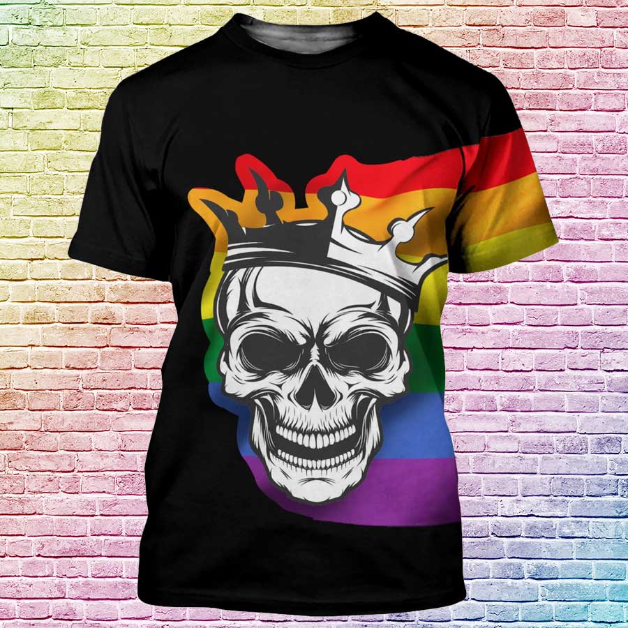 LGBT Skull Rainbow 3D Shirts For LGBT Community/ Gist For LGBT Proud Month/ Lesbian Shirts