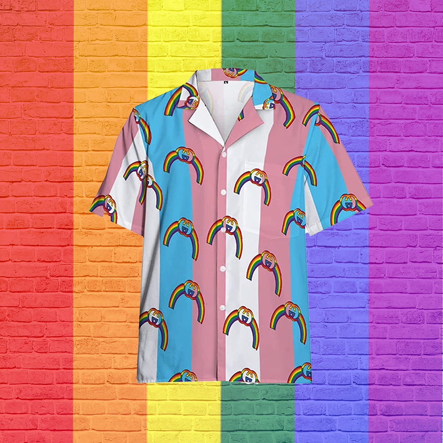 Lgbt Rainbow Hawaiian Shirts For Gay Man/ Trans Pride Shirt/ Summer Pride Hawaiian Shirts For Lesbian