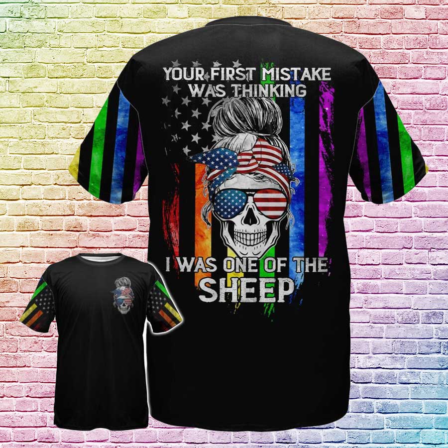 Pride Shirt For Lesbian/ Your First Mistake Was Thinking I Was One Of The Sheep/ LGBT Skull Gift For Gay