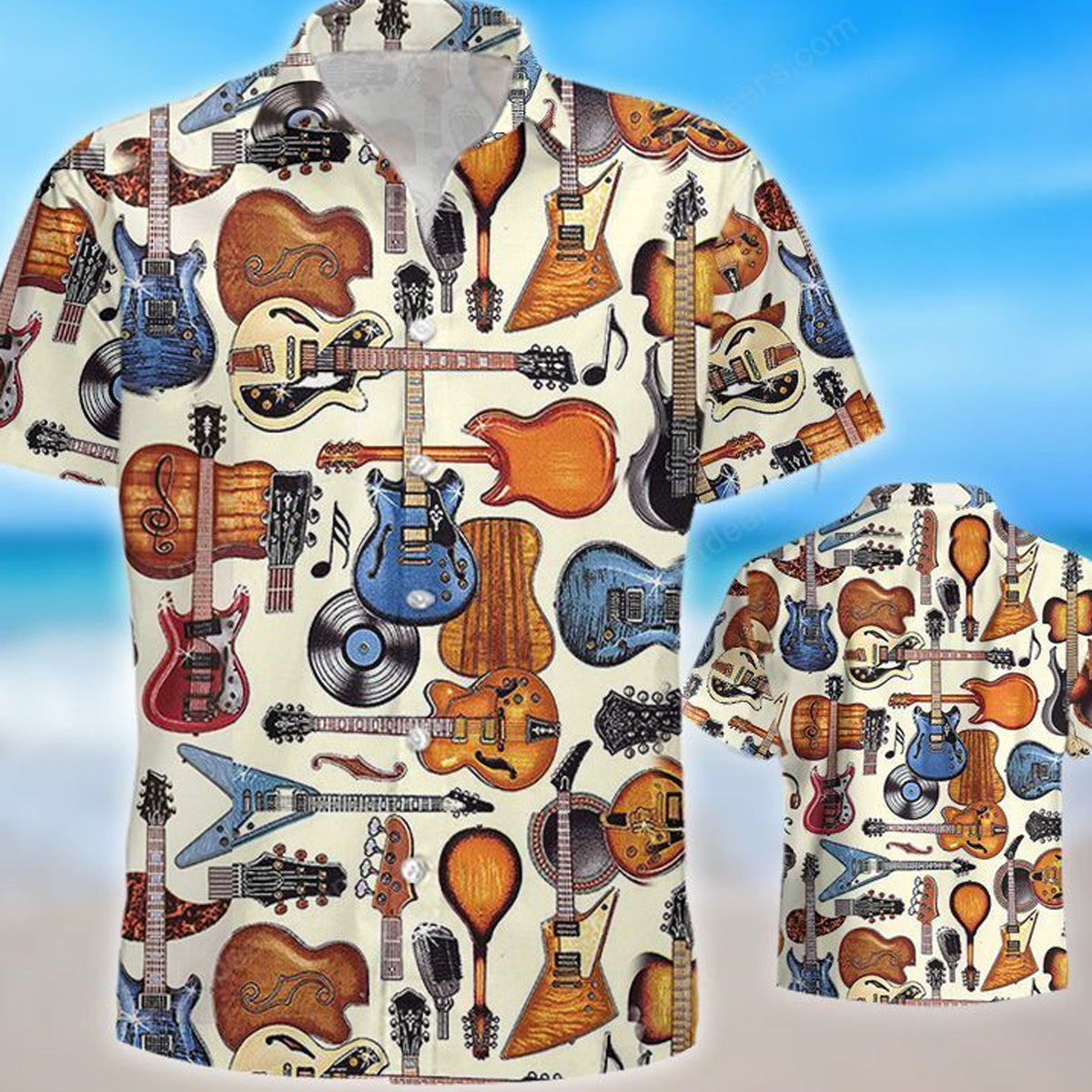 Guitar - Guitar Bling Hawaiian Shirt/ Summer gift/ Hawaiian Shirts for Men/ Aloha Beach Shirt