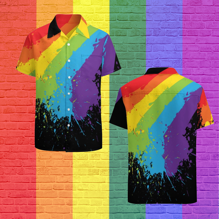Rainbow Gaymer Lgbt Pride Hawaiian Vintage Shirt Mens Button Down Plus Size Tropical Hawaii Beach Shirts