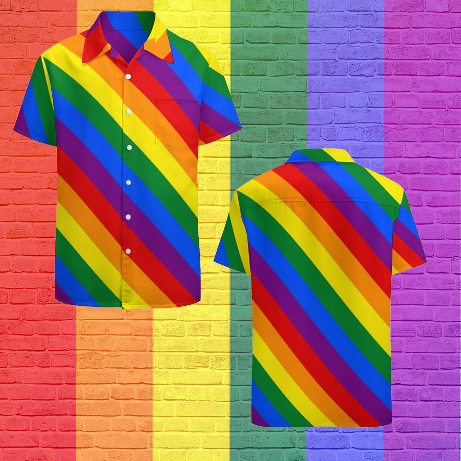 Gay Pride Hawaiian Shirt/ Lgbt Rainbow Gay Pride Flag Hawaiian Vintage Hawaii Beach Shirts