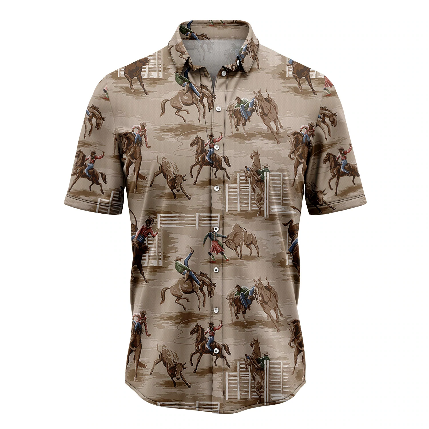 Vintage Cowboy Hawaiian Shirt/ Summer Hawaiian Shirts for Men/ Aloha Beach Shirt