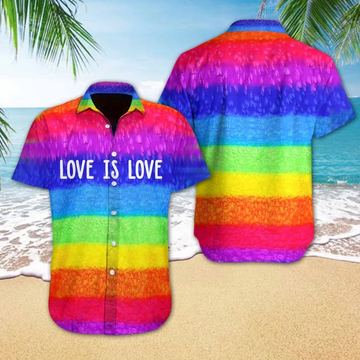 Vivid Lgbt Love Is Love Hawaiian Shirt/ Summer hawaii shirt