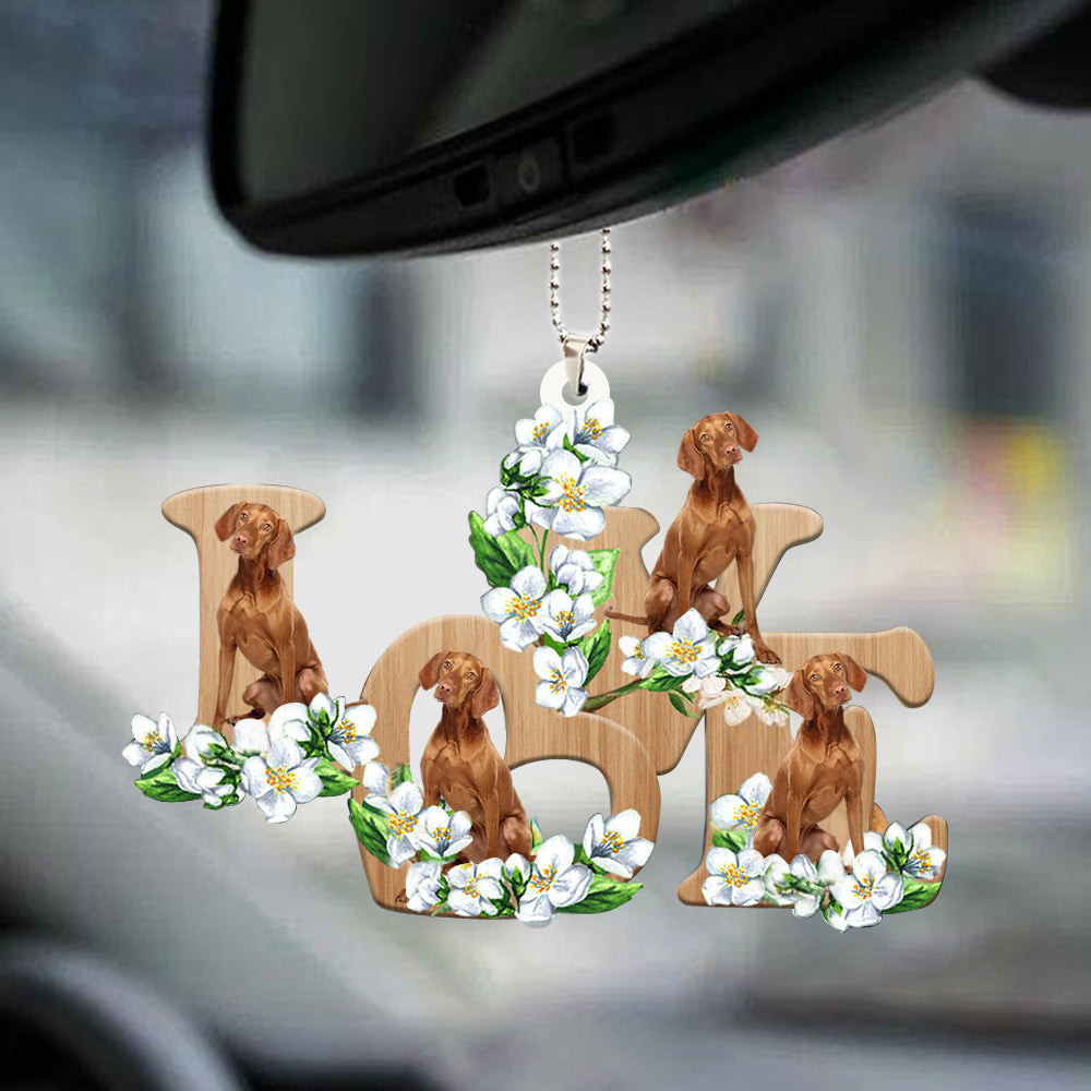Vizsla Love Flowers Dog Lover Car Hanging Ornament Dog Ornaments