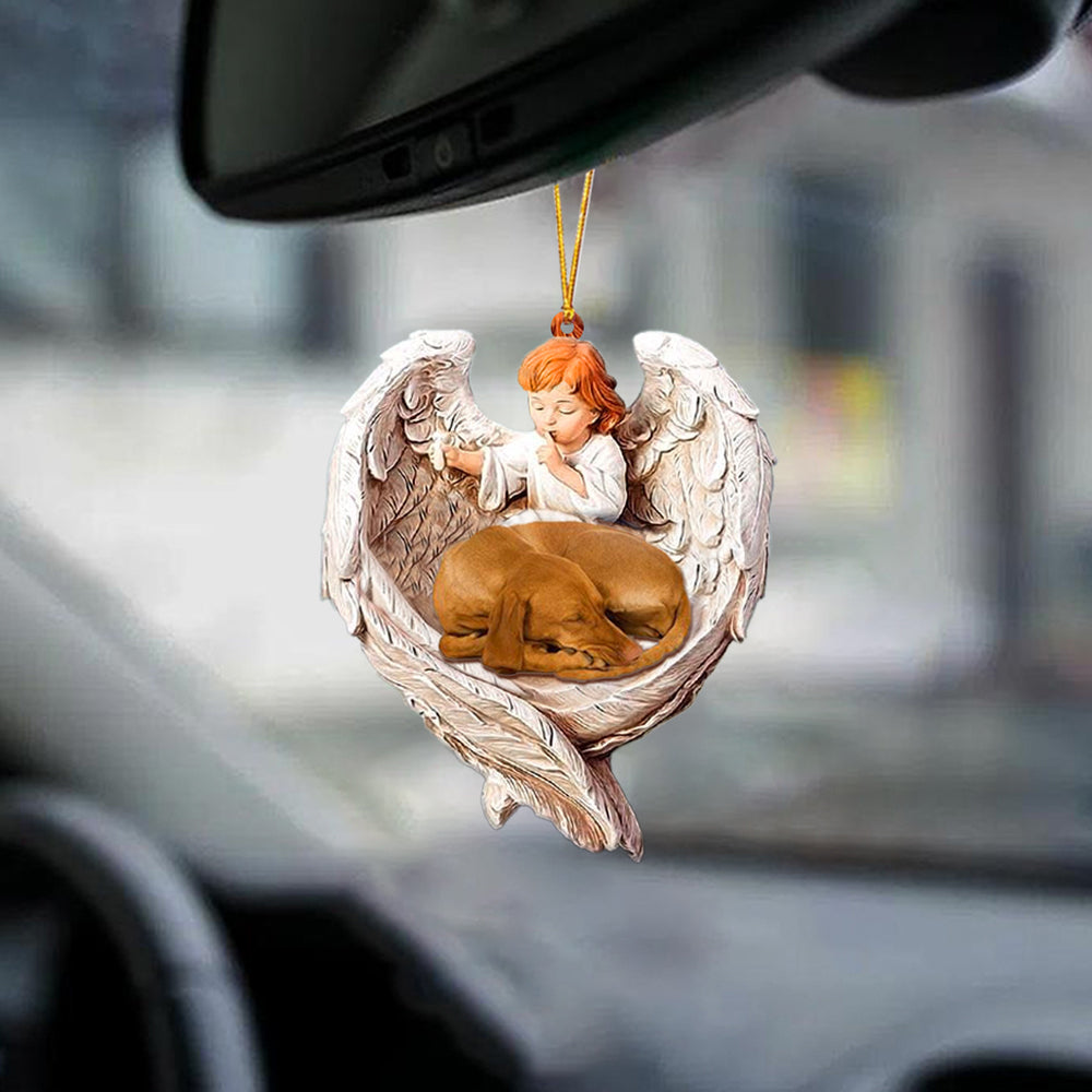 Vizsla Sleeping Protected By Angel Car Interior Hanging Ornament 2 Sides