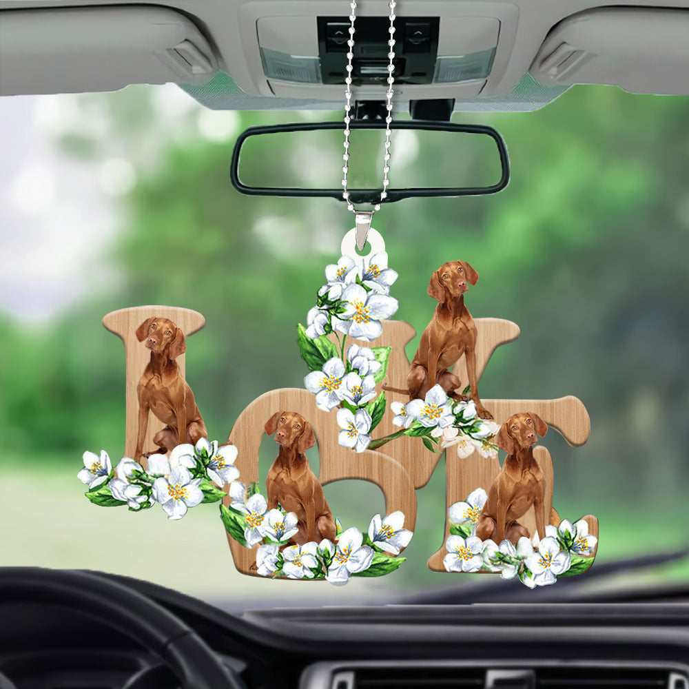 Vizsla Love Flowers Dog Lover Car Hanging Ornament Dog Ornaments