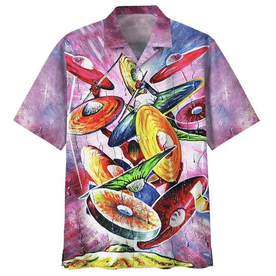 Watercolor Drum Background Design Hawaiian Shirt